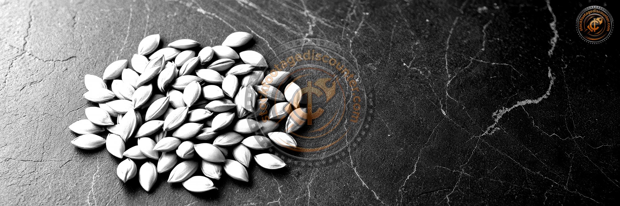 G o l d e n   s e e d s   s p r e a d   o u t   o n   a   d a r k   s t o n e   s u r f a c e ,   h i g h l i g h t i n g   t h e i r   t e x t u r e   a n d   r i c h   c o l o r