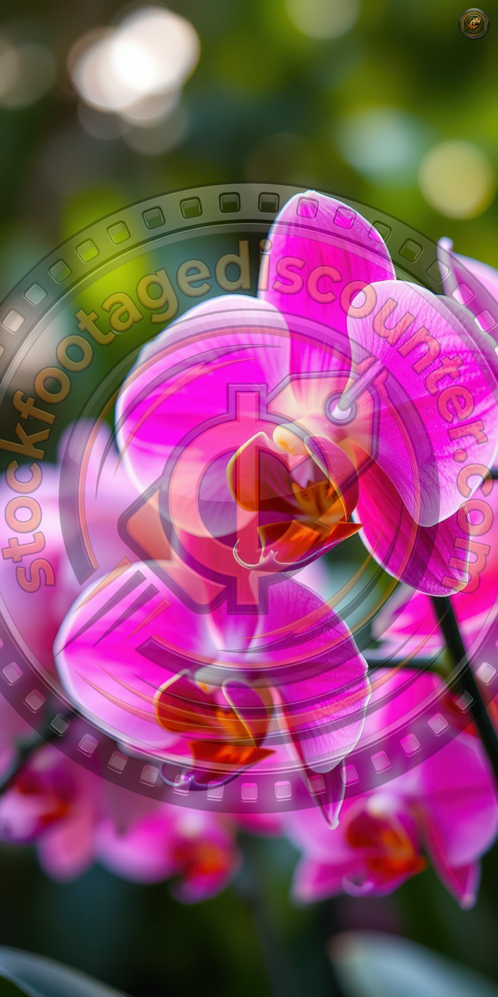 Vibrant pink orchids bloom beautifully in a lush garden during the early morning light