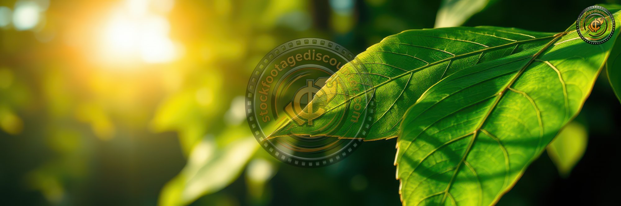 Sunlight filtering through vibrant green leaves in a serene natural setting