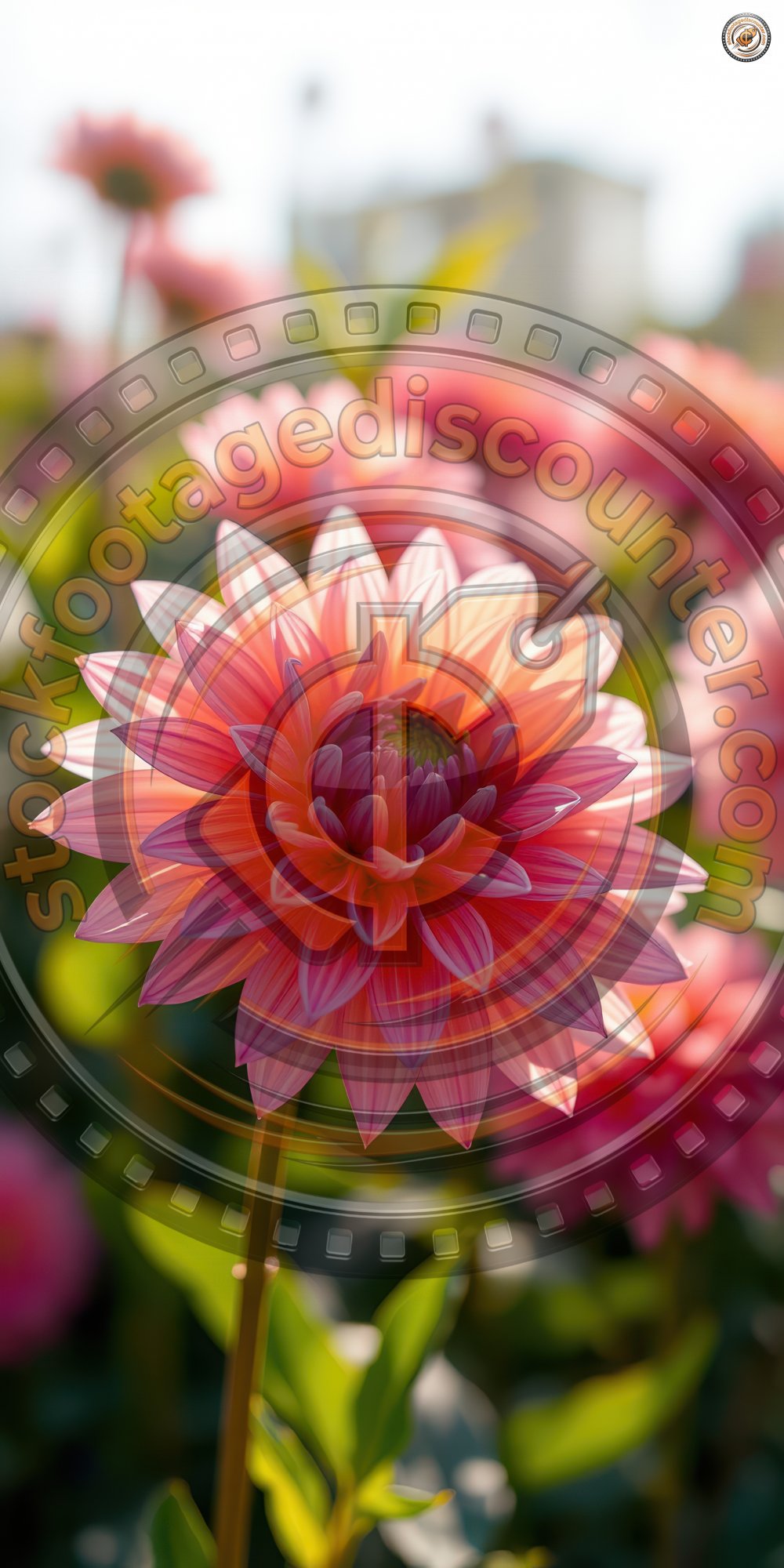 Vibrant pink dahlia blooms in a sunny garden during the peak of summer season