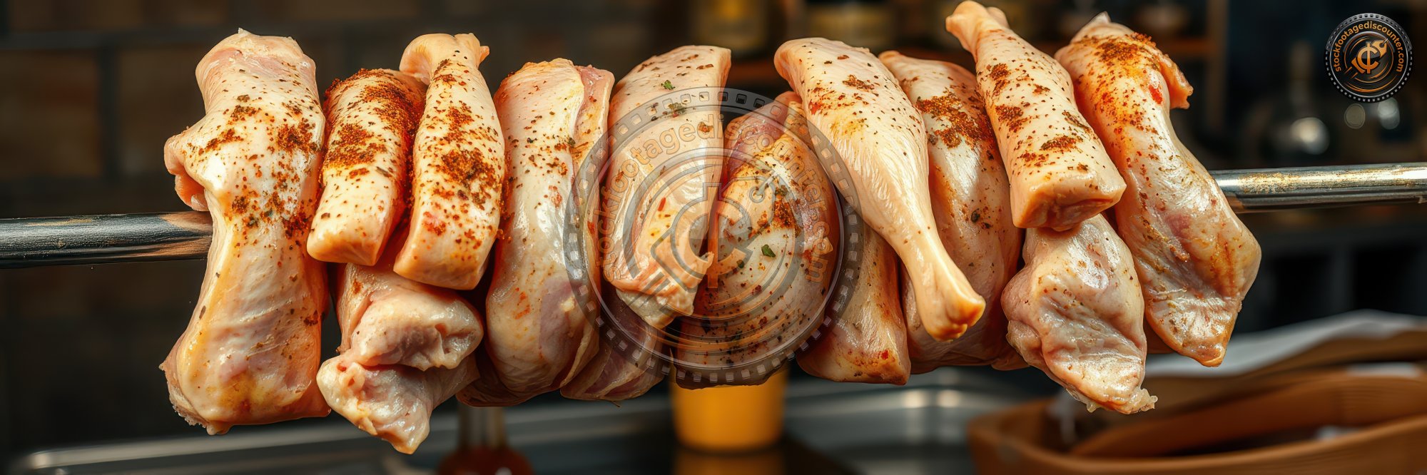 Deliciously marinated chicken pieces ready for grilling at a backyard barbecue setting in the afternoon