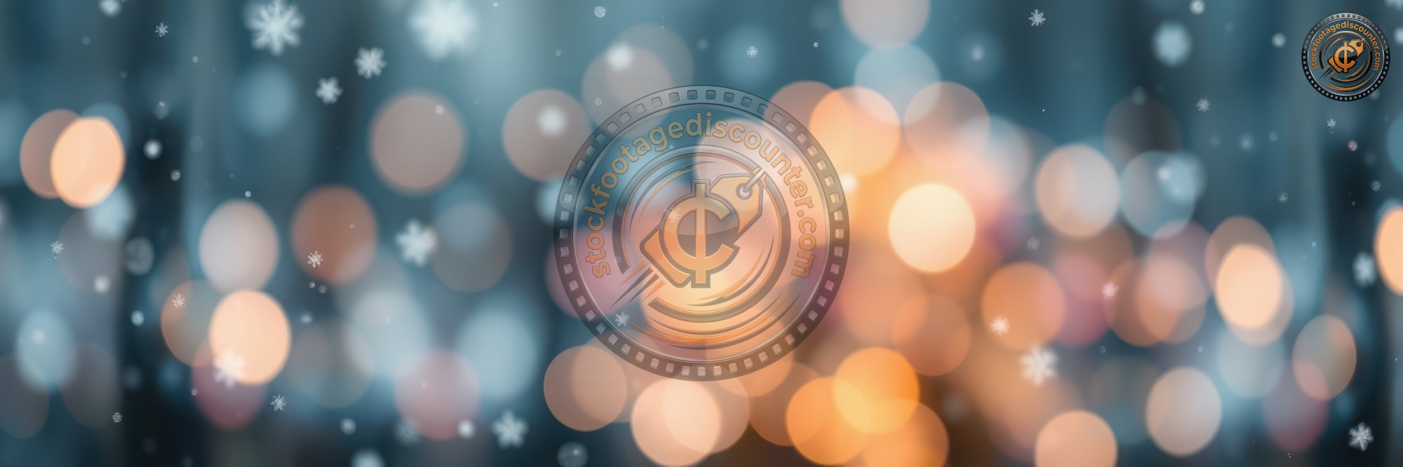 Bright bokeh lights and gentle snowflakes create a cozy winter atmosphere in a softly lit setting