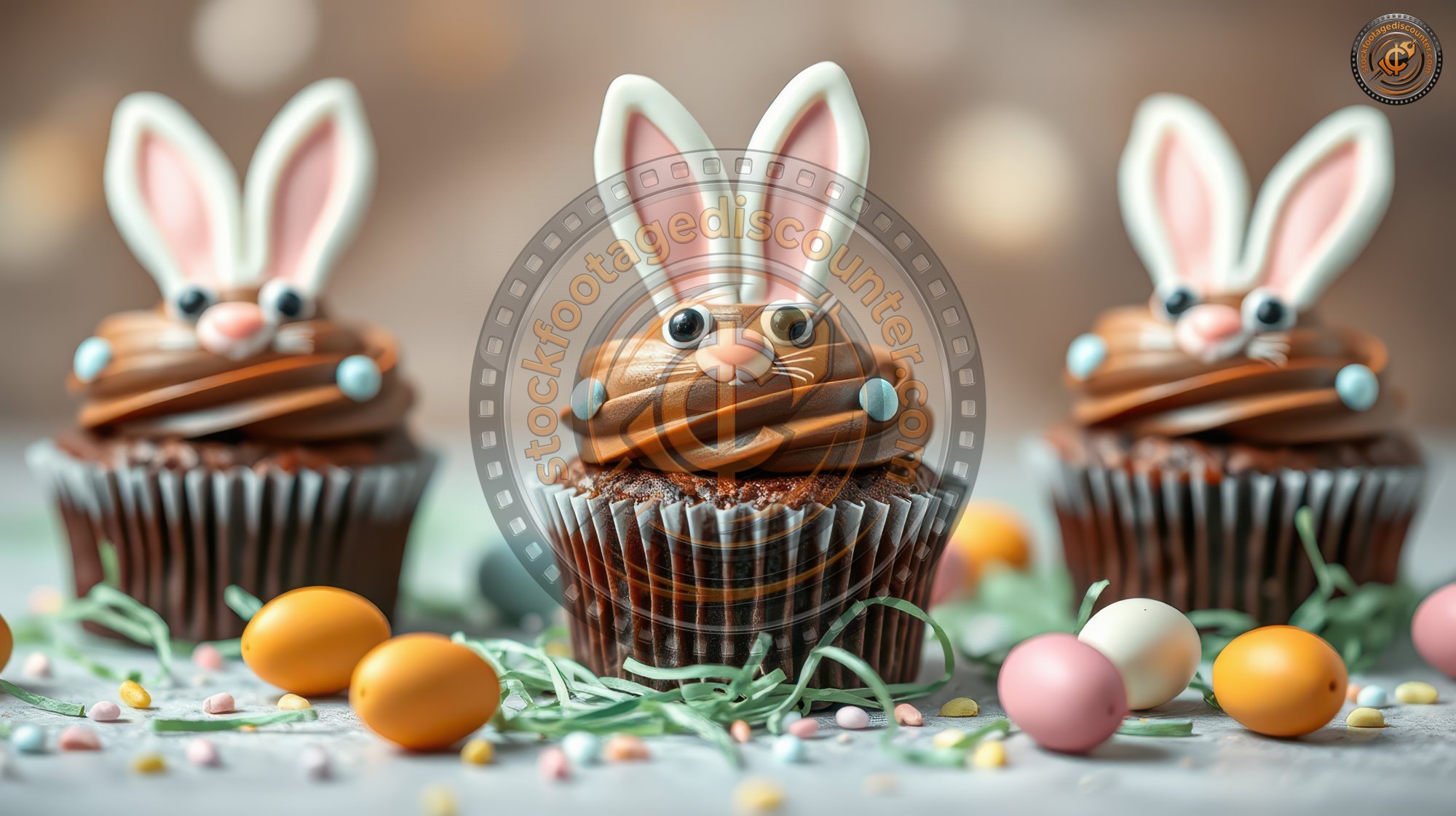 Delightful bunny-themed cupcakes decorated for a festive celebration during springtime