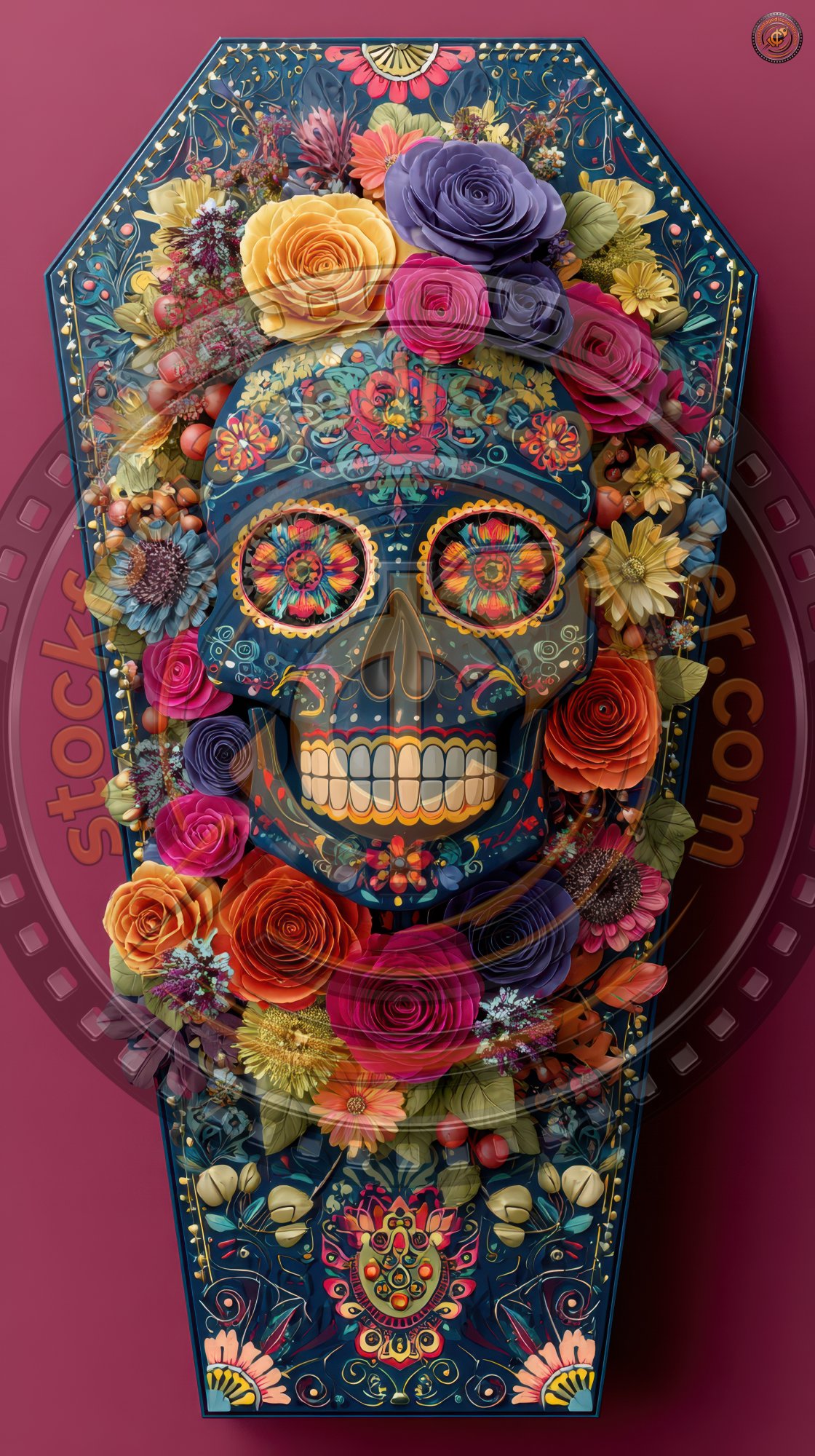 A Vibrant Sugar Skull Adorned With Colorful Roses F62d7110 C085 4f4e A63e Ac50ba55401f 3 Gigapixel Standard 6x