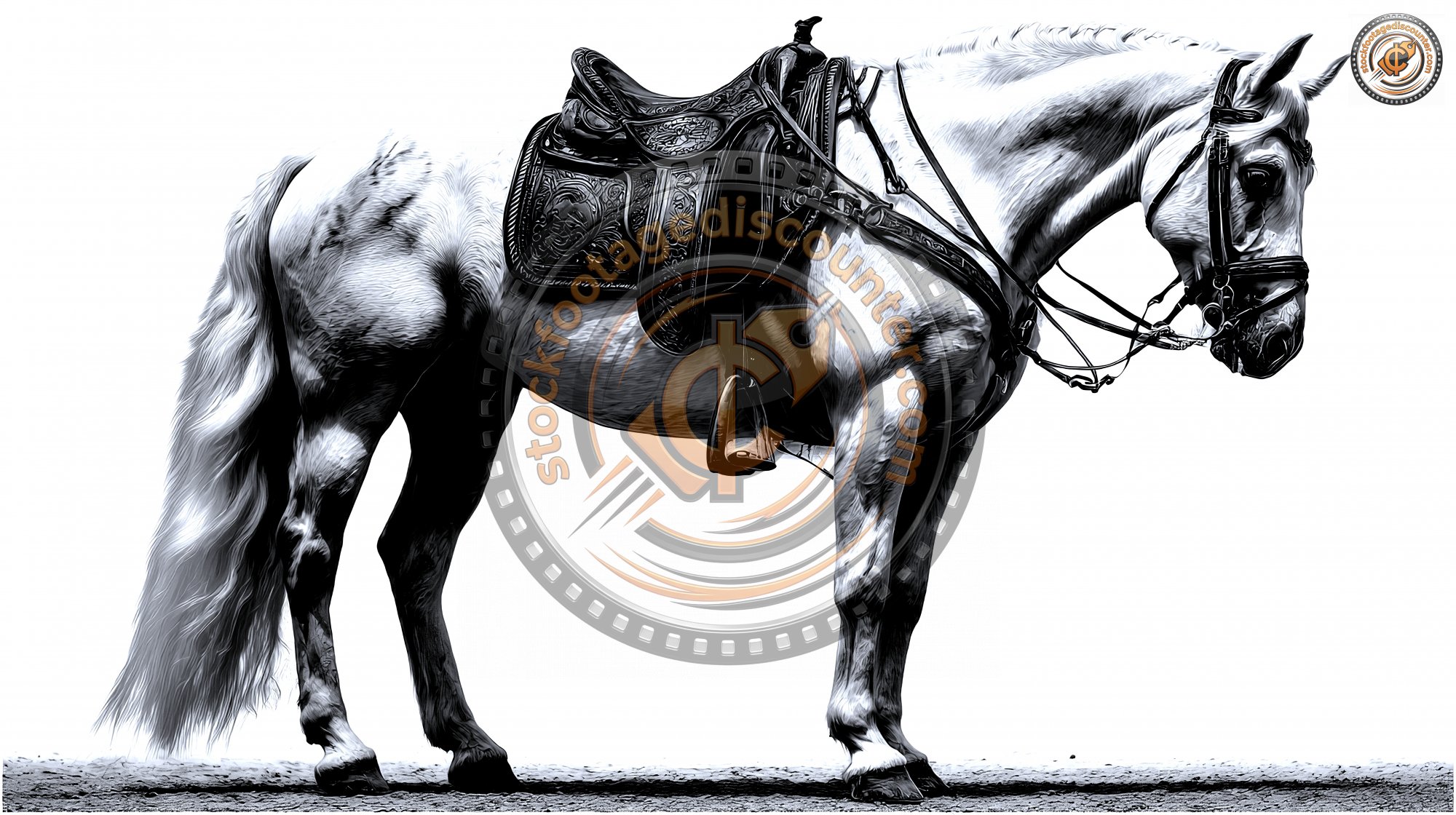 Beautiful White Horse With A Saddle Rears Up On A 5f8ea8e7 F343 4307 B584 37d15e463e55 3 Gigapixel Standard 6x Silver