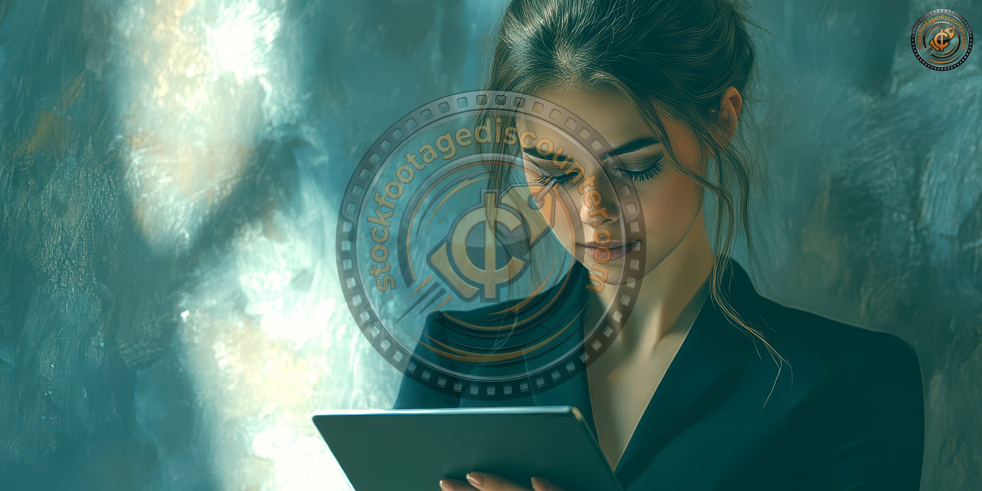 Business Woman Using Digital Tablet Business Woman Ultra Realistic Photorealistic Ar 2 1 Stylize 250 1737488597 Gigapixel Standard 6x Tealorange