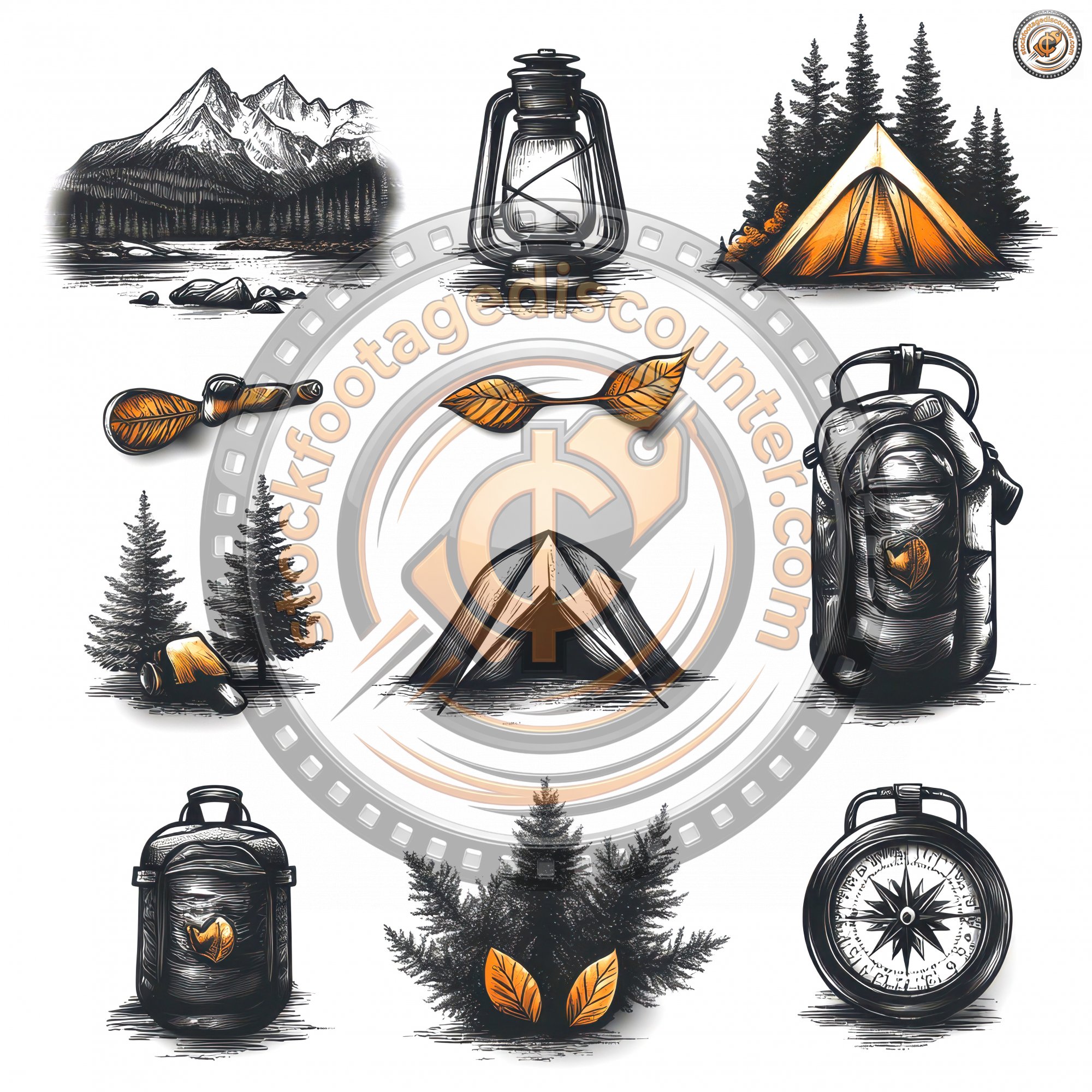 Camping Icons Set In Silhouette Retro Style. B25f01bd 37e5 4a64 9d8a 5085f8b379be 1 Gigapixel Standard 6x Stylut