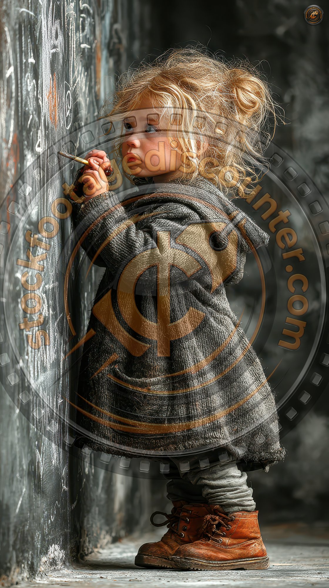 Childgirl Draws With Chalk On The Blackboard. Cute Tod A214fb98 C08c 4369 B72c 3afa292fd043 1 Gigapixel Standard 6x