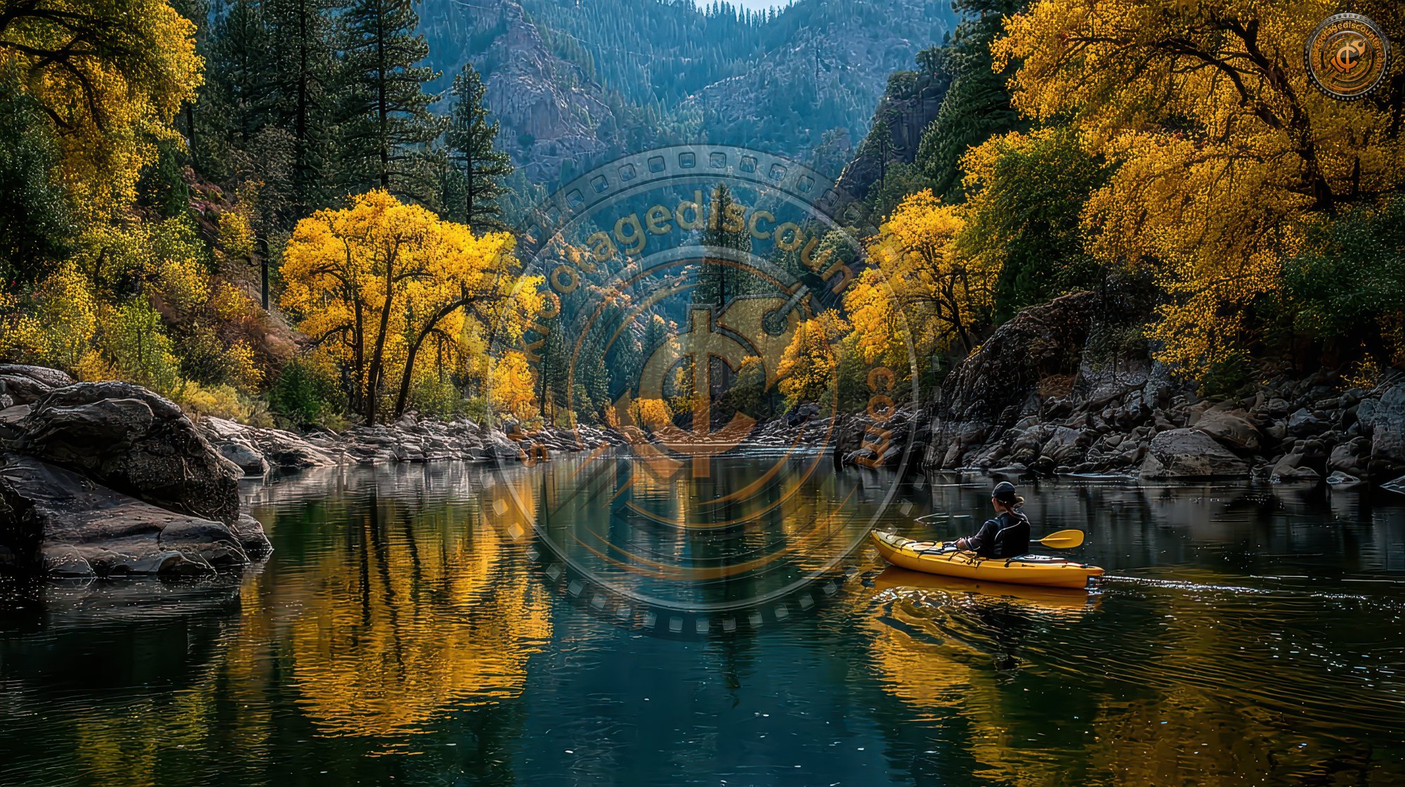 Clackamas River Kayaking In Autumn Season. Autumn E19a40d5 5d5e 4c0b 99da 93d5afb2a5bb 3 Gigapixel Standard 6x