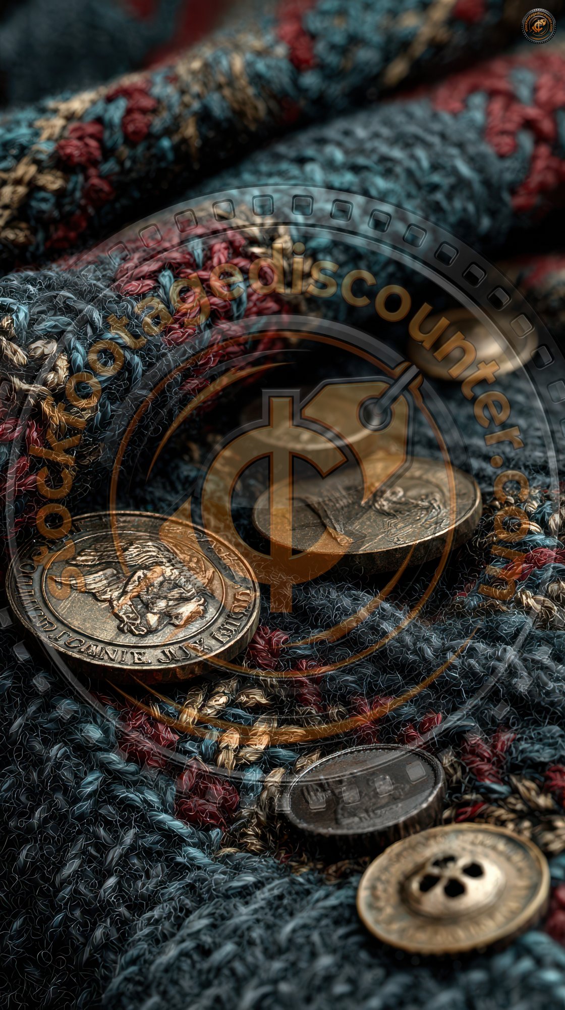 Close Up Knitted Scarf With Buttons And Coins. Je B6799f65 4663 48ba 9044 Cf040804fb87 1 Gigapixel Standard 6x