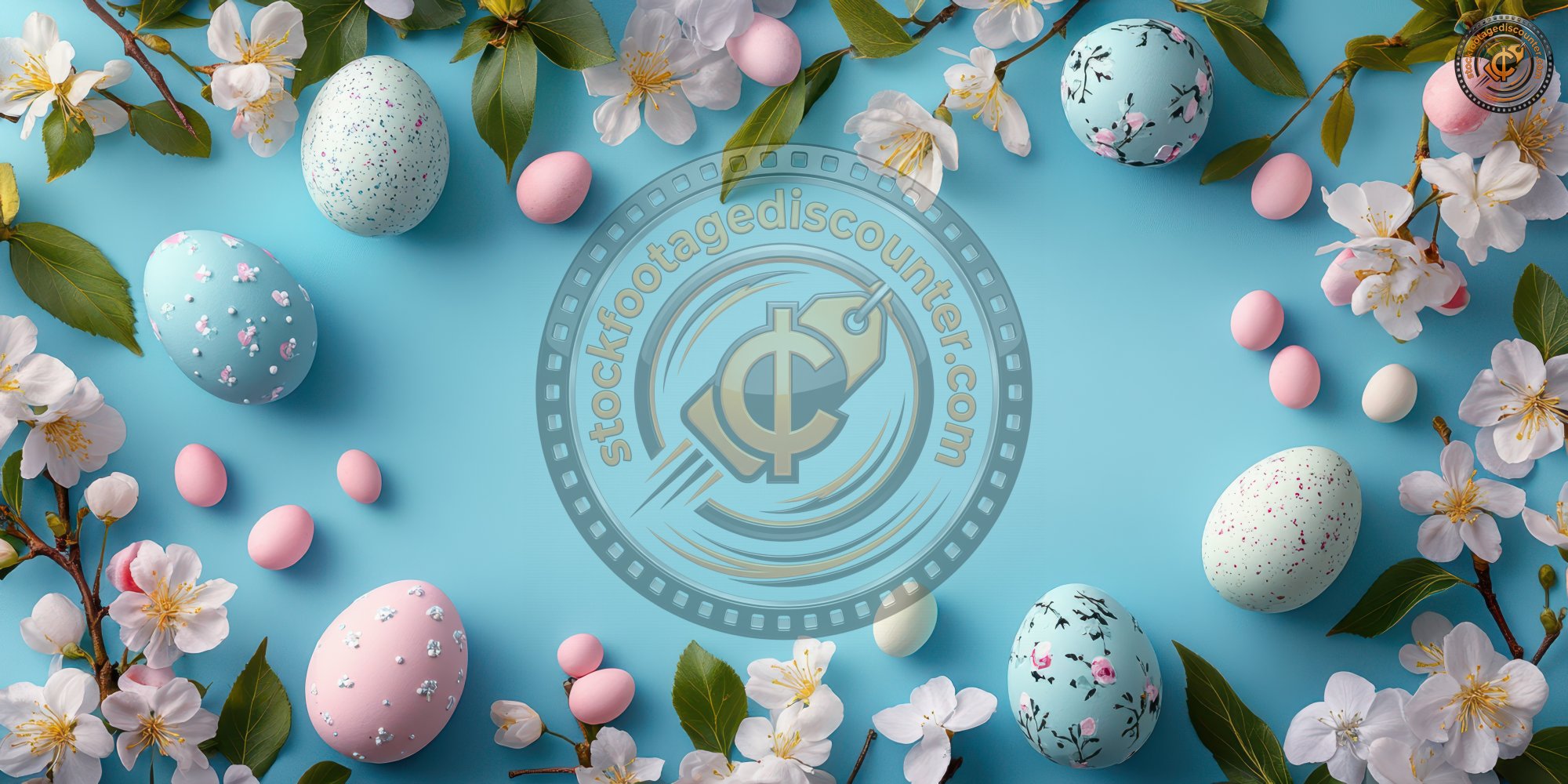 Easter Eggs With Flowers On A Blue Background In Ef79811c A703 4bb2 8074 9c9cabdd754d 2 Gigapixel Standard 6x