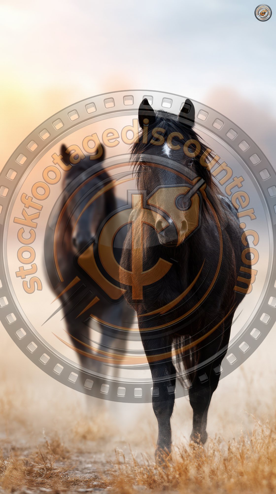 Two Black Stallion Run In Desert Dust Against Sun 0d62f4a4 2df1 4e72 9845 4141113f181e 0 Gigapixel Standard 6x