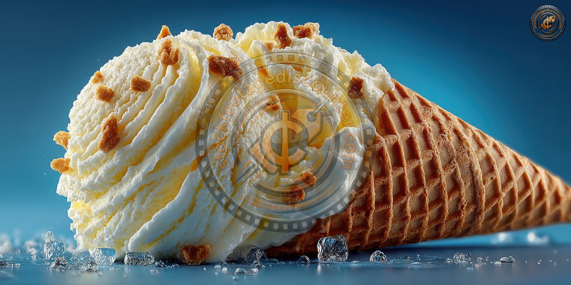 Vanilla Ice Cream On A Blue Background. Ice Cream 878fac4a 8bcf 4708 A527 605da2d6e465 0 Gigapixel Standard 6x