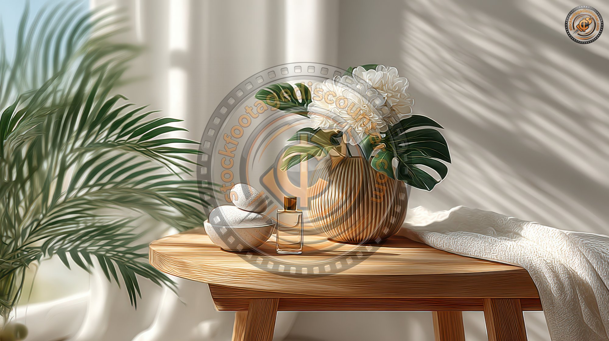 White Wooden Round Side Table With Tropical Plant 2c91aecf 676c 4889 A9c2 05c1da88d9d3 1 Gigapixel Standard 6x