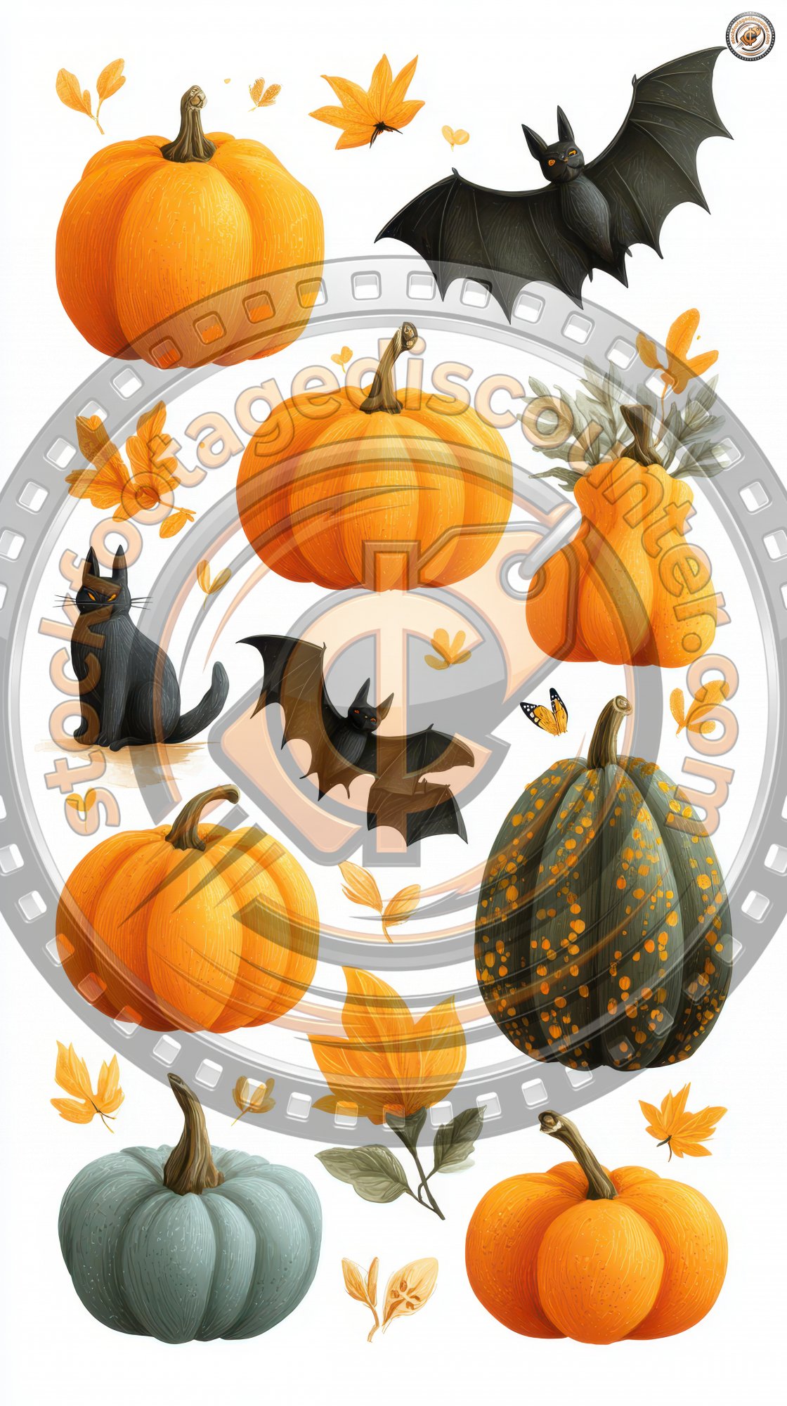 Halloween Pumpkins And Bats. Autumn Icon Set. Il B576e095 146d 4a48 8c81 Bfee76e70ed9 3 Gigapixel Standard 6x