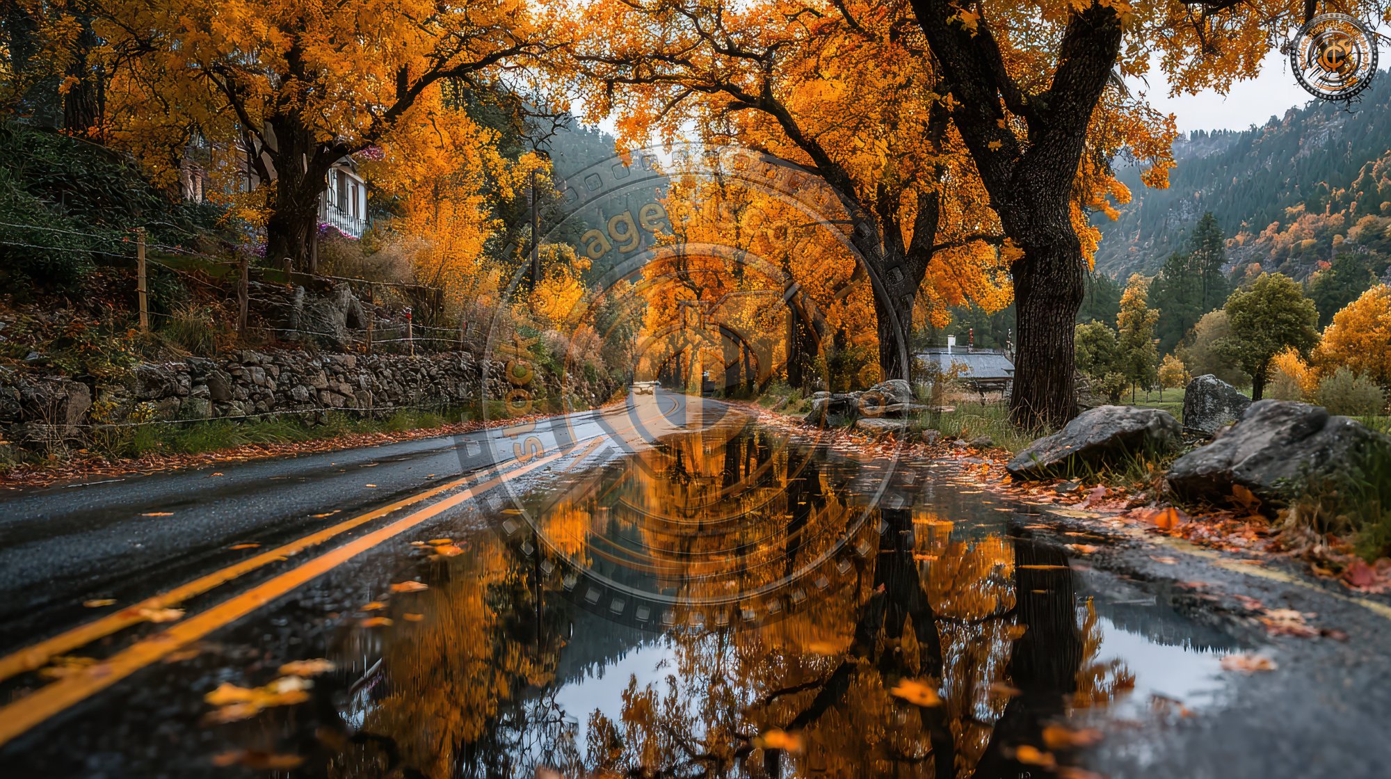 Road Is Covered With Fallen Leaves With The Trees 10ebab3f F173 4c17 Af03 8ea6ff4638dc 0 Gigapixel Standard 6x