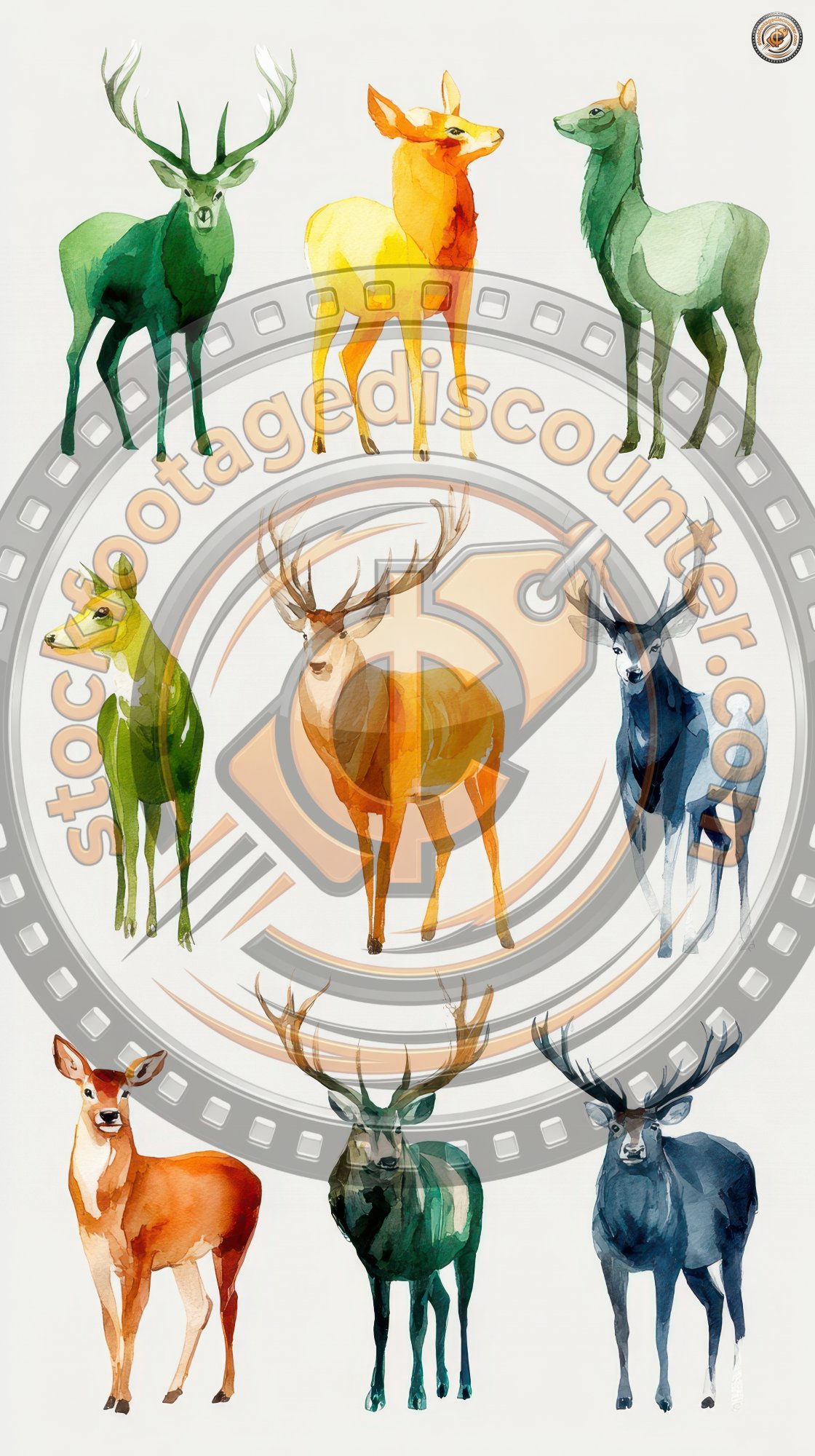 Set Of Deer Watercolor. Animals Icon Set. Illust B07906ab 25ed 487f 9bbc 4d26fe430ea5 0 Gigapixel Standard 6x