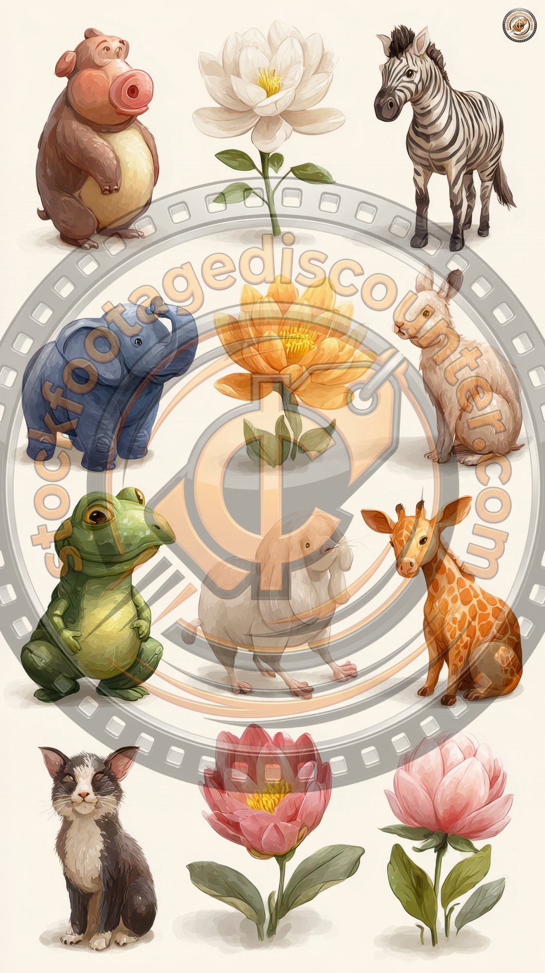 Set Of Funny Animals And Flowers. Animals Icon S 410eb0b2 302c 4dc4 9d0f 933db9cfe1bd 3 Gigapixel Standard 6x