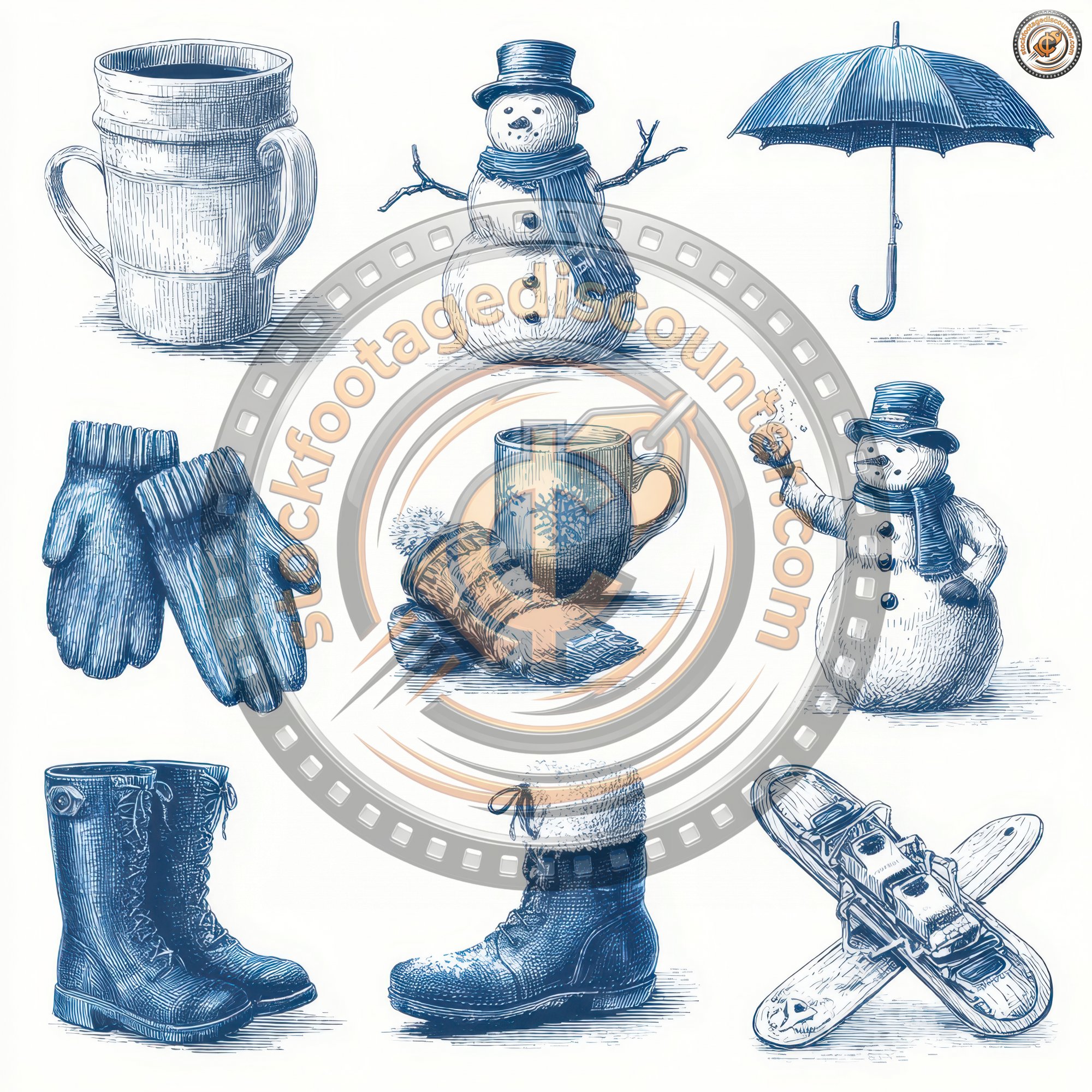 Set Of Icons For Winter Season. Hand 64981fb1 1f07 40e5 9895 9e11047ceb5b 0 Gigapixel Standard 6x