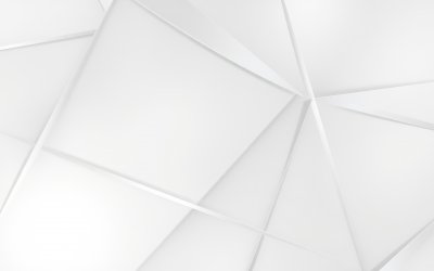 Abstract composition of white geometric shapes casting soft shadows from multiple angles in bright light