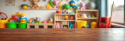 Brightly colored children's playroom filled with toys and educational items situated in a cozy setting