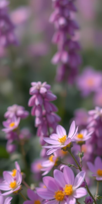 Garden in full bloom features vibrant purple and pink flowers enhancing the natural landscape during springtime