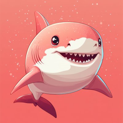 A Cute Cartoon Pink Shark Character Smiling. Fish 24bc145a B706 4451 9f0c E39a5ee1cbd0 3 Gigapixel Standard 6x