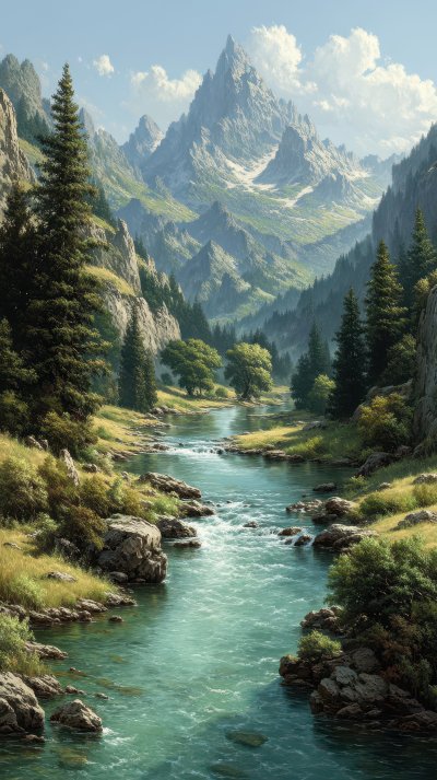 A Rocky Mountain River Flows Past Lush Forest And 38fcf4fb D6fc 4bd7 A540 6546cf60910a 0 Gigapixel Standard 6x