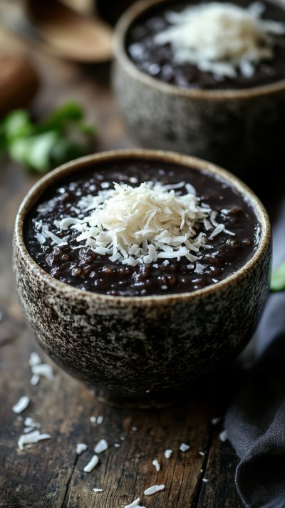 A Bowl Of Black Sticky Rice Pudding Topped With C 5956d217 D41e 42ed 86c6 3c6dc91a287e 1 Gigapixel Standard 6x