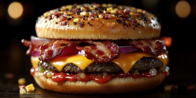A Close Up Of A Double Cheeseburger With Bacon An 266d54bb C631 48ff 9c1a 88110e3954f3 0 Gigapixel Standard 6x