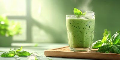 A Creamy Green Smoothie With Basil And Ice Cubes Fb2625c2 0afc 44bd Bf2e 36668017db78 2 Gigapixel Standard 6x