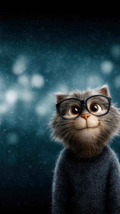 A Fluffy Gray Cat In Glasses On A Blue Background 88e2893c De61 42d6 8860 42335438071c 3 Gigapixel Standard 6x