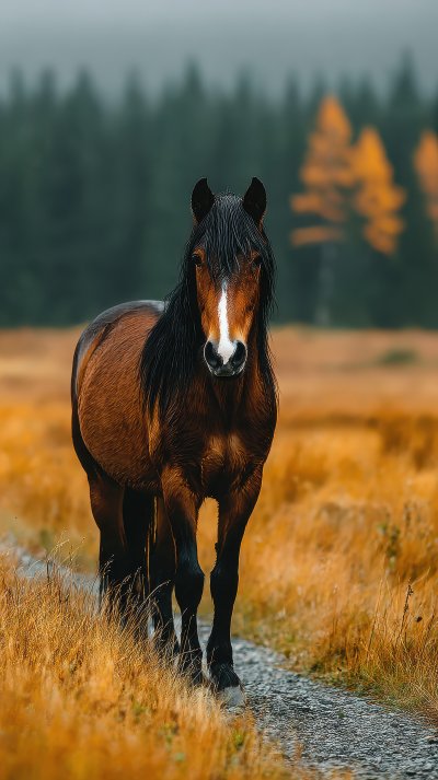 A Lone Brown Horse Walks Along The Road. Runaway 75133dbc 5f04 4c01 839f C6c3ea8500bd 1 Gigapixel Standard 6x