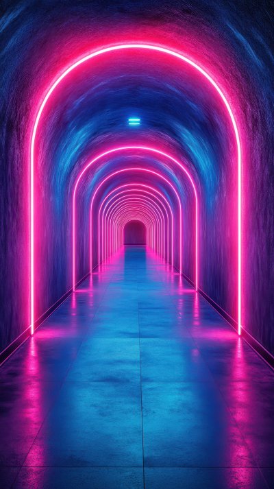 A Long Narrow Blue Tunnel With Neon Lights. Neon Tu 17d87fd7 Fecc 4924 A649 B3c046f1a2a1 2 Gigapixel Standard 6x
