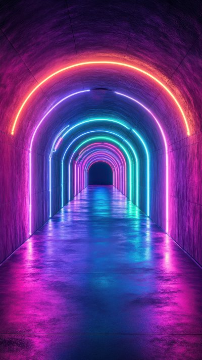 A Long Tunnel With Neon Lights That Are Purple Blue 4a193e53 E195 4723 B966 5aa779dbd13e 2 Gigapixel Standard 6x