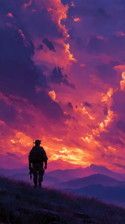 A Soldier Standing Watch At Sunset Silhouetted Ag B194bc7d Fa03 447b 9651 5484f7128b7b 0 Gigapixel Standard 6x