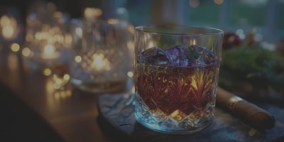 A Stylish Glass Of Whiskey With Ice Cubes Next To E1d73179 C351 4c2b 985b D7da7bd46b81 1 Gigapixel Standard 6x Lc