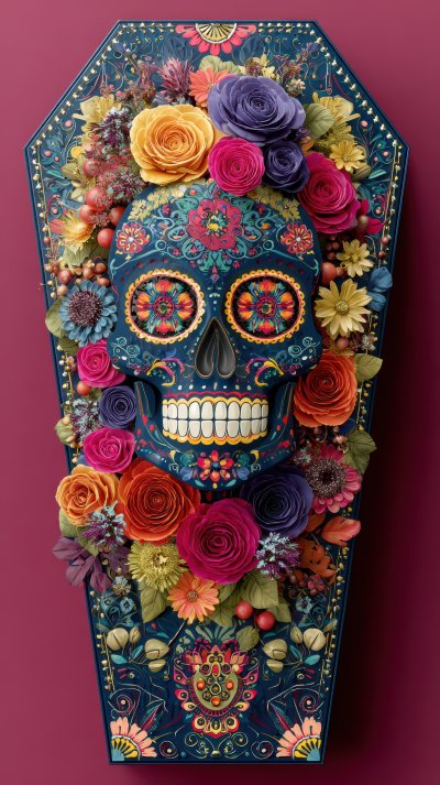 A Vibrant Sugar Skull Adorned With Colorful Roses F62d7110 C085 4f4e A63e Ac50ba55401f 3 Gigapixel Standard 6x