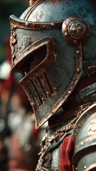 A Weathered Knight In Ancient Armor Stands Amidst 801b0cb3 5f70 4de6 9750 179ba227aa93 3 Gigapixel Standard 6x