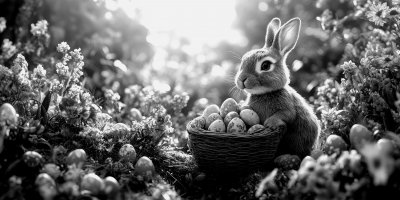A Whimsical Easter Bunny Sits Amidst A Lush Garde A16bb18e 2a37 4691 B4bc 35773d7658a7 1 Gigapixel Standard 6x Bw