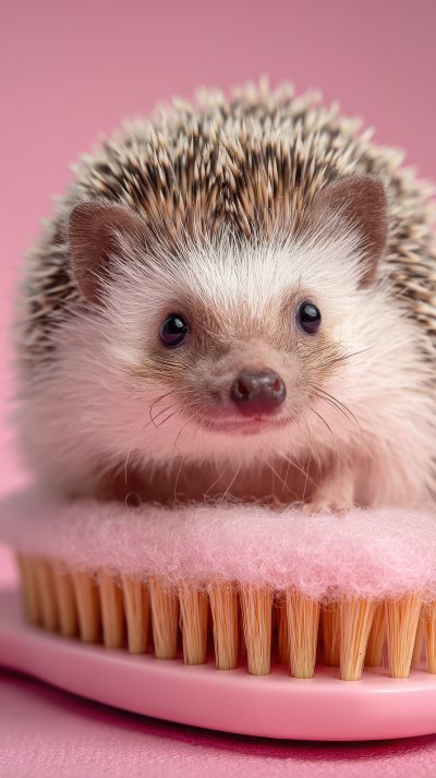 Adorable Hedgehog Resting On Pink Hairbrush Isolat F56e013b 9d16 4972 Bb8e 9531f88adfa9 0 Gigapixel Standard 6x