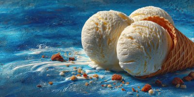 Ball Of Ice Cream On Blue Textured Background. Ic B0a55efb E7e7 43e7 Bf9c Ac713b95c9be 1 Gigapixel Standard 6x