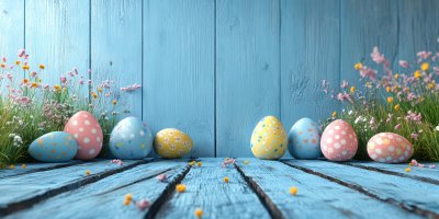 Beautiful Colorful Easter Eggs On Blue Wooden. Ea 238a12c3 216d 43e0 A4a0 66b3bfa2eb6a 0 Gigapixel Standard 6x