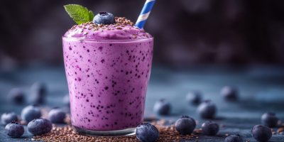 Blueberry Smoothie With Flaxseeds. Milkshake. Ult 8aac9652 829a 4e44 9879 9b984df077b8 1 Gigapixel Standard 6x