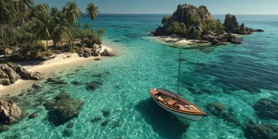 Boat Sailing Towards A Small Inhabited Island In 1c2cb67e Cda2 451a 9a2c 0e7a348ca8a2 2 Gigapixel Standard 6x