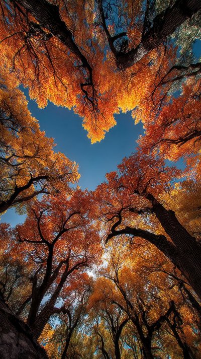 Bottom View Of The Crowns Of Trees. Multicolored 9e4f5036 9e5c 4b58 A11f 93a085ca54ac 2 Gigapixel Standard 6x