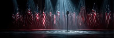 Bright Rays Of Light On Stage. Empty Microfone Spe Df7f9895 24d7 4f9c B785 Eaa67357928d 3 Gigapixel Standard 6x