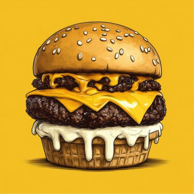 Burger On A Waffle Cone. Simple Illustration 8cd9b99d B671 4daa 9e91 40660a78edd0 1 Gigapixel Standard 6x