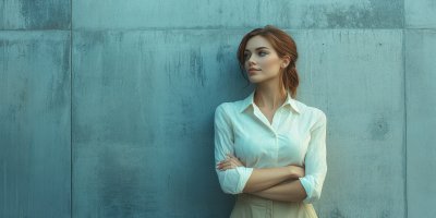 Business Woman Standing On Urban Wall. Ba76496d 2f42 474c 8a4b B540d391c017 3 Gigapixel Standard 6x