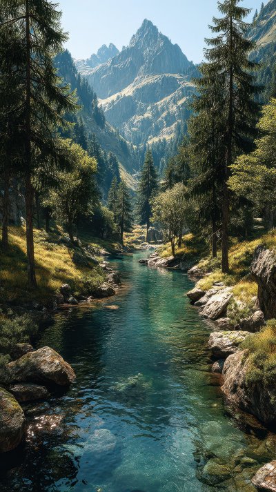 Calm River Flowing Through Alpine Valley. Majesti A508dcfa C286 4cc7 B33d 191f3508e254 2 Gigapixel Standard 6x